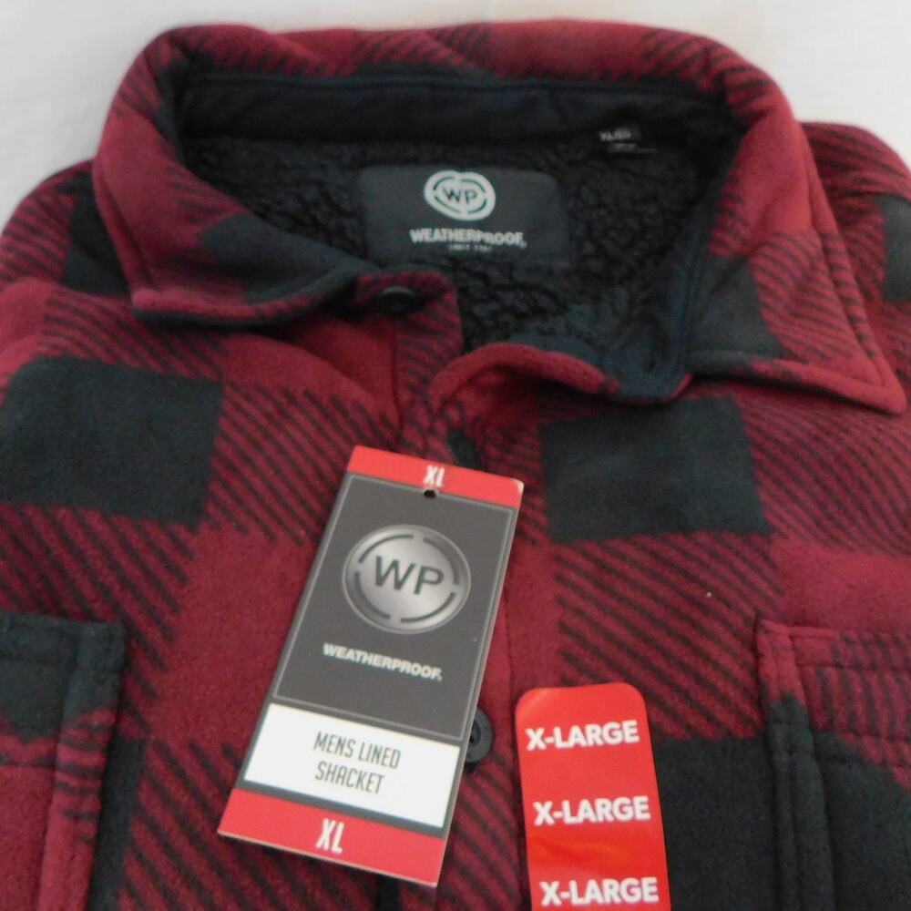 Weatherproof Men's Sherpa-lined Shacket Shirt Jacket in Tawny Port Red New - Picture 8 of 8